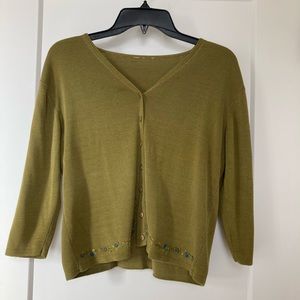 Vintage V neck button up Cardigan Embroidered Cottagecore Boho